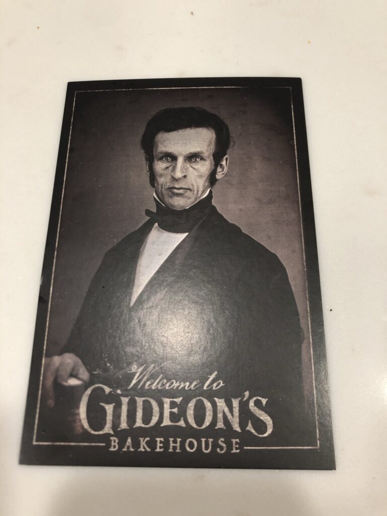 Gideon's Bakehouse welcome sign