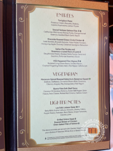 Disney wish 1923 Menu