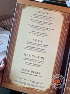 Disney wish 1923 Menu