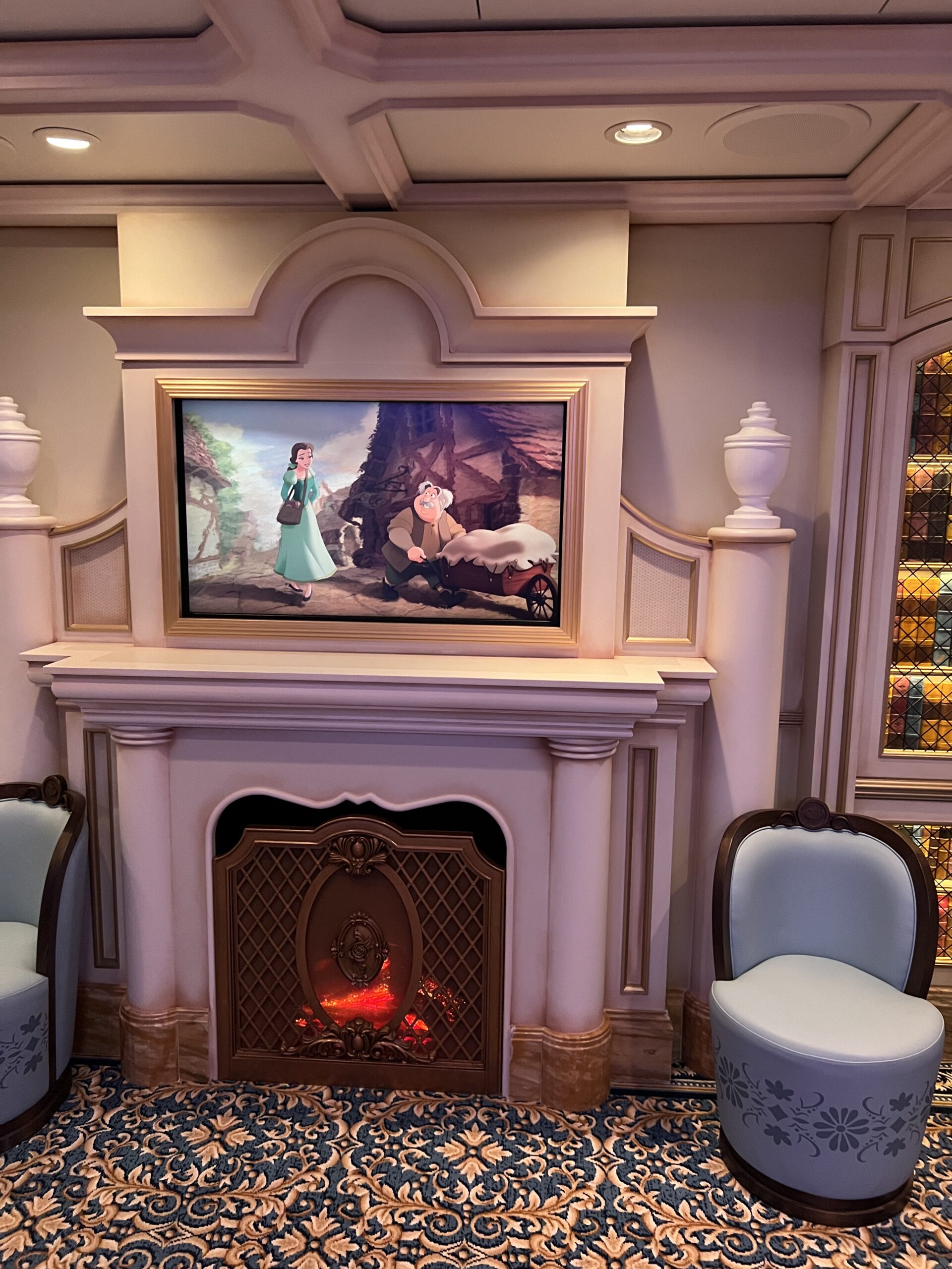 Belle's Library fireplace