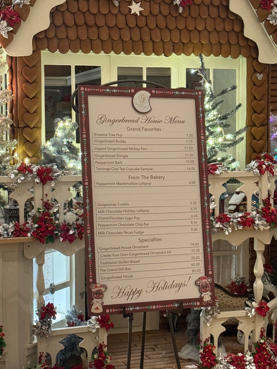 2023 Gingerbread House menu