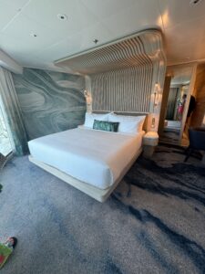 Bedroom area of the Solarium Suite onboard the Utopia of the Seas