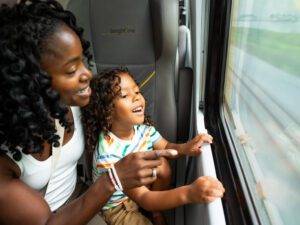 Brightline Onboard Family Mother and Child