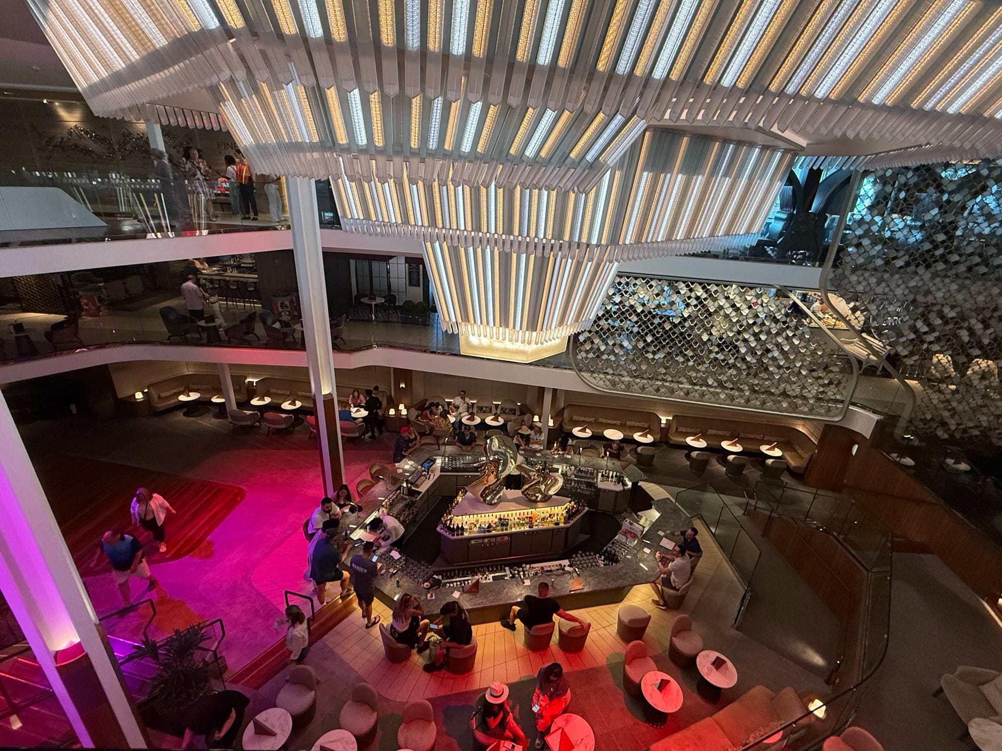 Martini bar - chandelier from above The Grand Plaza on Celebrity Ascent